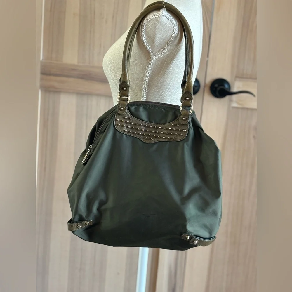 Rebecca Minkoff Nylon Bag. Olive Green Purse. Studded 18”x12” Designer